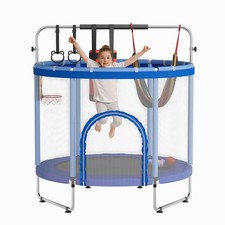 60" 440Lbs ASTM-Approved Mini Toddler Trampoline for Kids W/Safety Enclosure Net