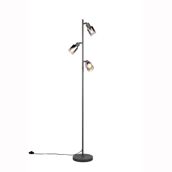 Stehlampe Standleuchte BüRolampe Schwarz Metall 3-Flammig E14 FußSchalter H 154-image