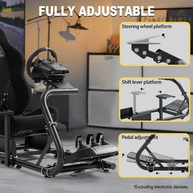 Marada Racing Simulator Cockpit Semi Open With Black Seat Fits For Logitech G920