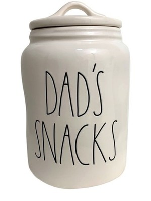 BRAND NEW Rae Dunn DAD S SNACKS Ceramic Canister storage kitchen organizer 9'' XL