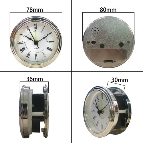 Silver Quartz Alarm Clock Head Gallows Inlay Clock Bedside Alarm Clock 78mm - Picture 12 of 19