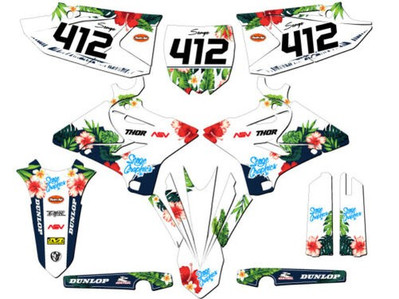 2002-2004 Polisport Restyle YZ 250 2-STROKE Tropic Weiß Senge Grafiken Set C