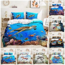 Sea-Plant Turtle Fish Coral Sea Ocean Colorful Doona Duvet Quilt Cover Bed Set