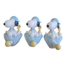 3 Vtg Hallmark Studio B Snoopy Baseball Woodstock Decorative Wall Mount Hangers