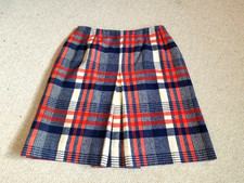 VINTAGE 60's Womens Skirt-THE SPORTEMPOS LOOK-red/navy/ivory plaid wool lined-14