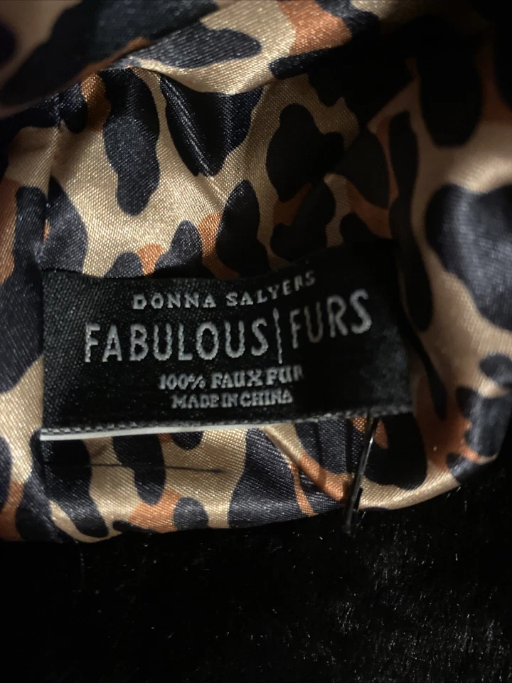 复古 Donna Salyers 极佳毛皮人造毛皮桶帽黑色 — 第 3/4 张图片