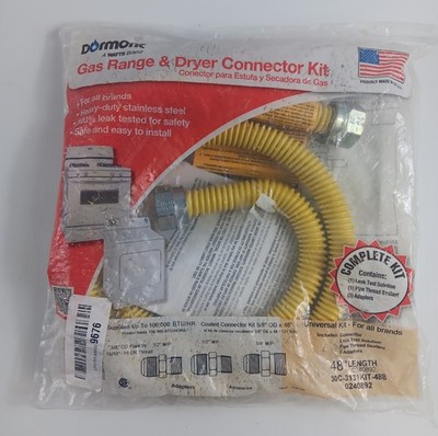 Gas Range & Gas Dryer Flex Connector Kit Dormont 48in Sealed NEW 30-3131KIT-48B