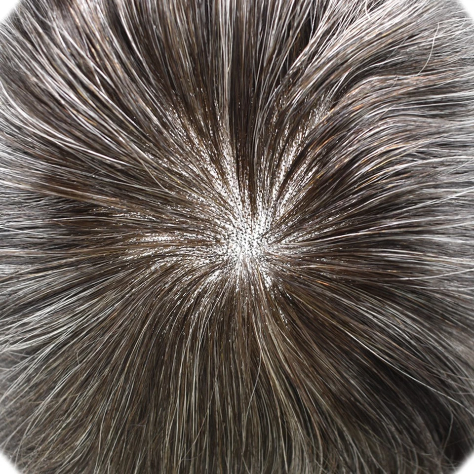 Peluca fina mono toupee para hombres sistemas de cabello humano piel delgada alrededor de hombre Foto 3 de 4