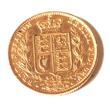 22ct GOLD SHIELD BACK FULL SOVEREIGN 1884 QUEEN VICTORIA 8 GRAMS OF FINE GOLD