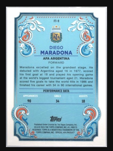 ⚽️🔥 2023 Topps Argentina Fileteado Fileteado Diego Maradona #FT-9 - Picture 2 of 3