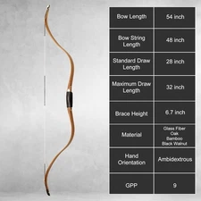 AF Archery 54" Tatar Traditional Bow Recurve Bow for Horseback Hunting 20-50lbs