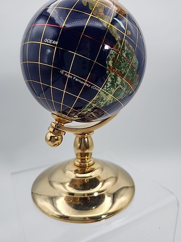 World Globe Inlaid Semi Precious Gemstones 5.75”T, Lapis Lazuli, Abalone Pearl - Bild 2 von 24