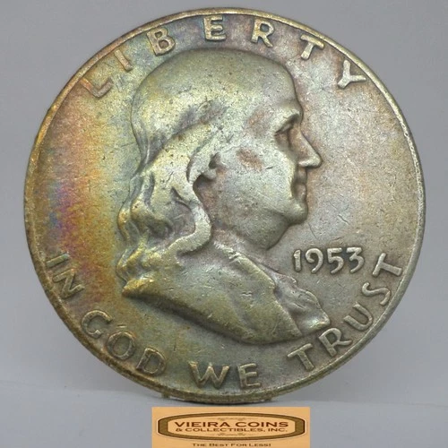 1953-D Franklin Half Dollar, 90% Silver, TONED - #C57662NQ