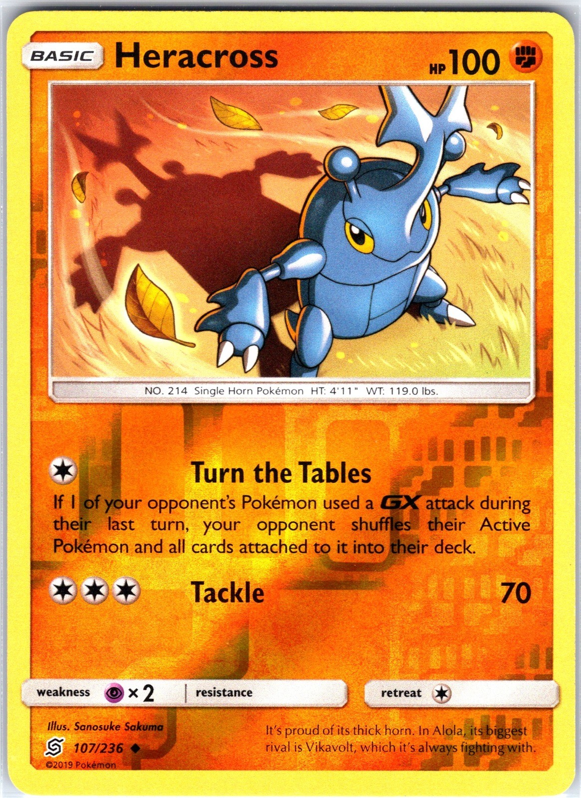 Heracross 107/236 Uncommon Reverse Holo SM - Unified Minds Pokemon NM