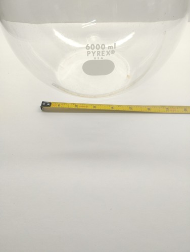 Rare Vtg PYREX Glass 6000mL Single Neck Round Bottom Boiling Flask  - Afbeelding 7 van 9