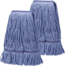 2 Pack Blue Cotton Mop Head Replacements Heavy Duty Commercial Wet Mop #192  #