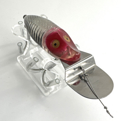 Vintage Heddon Go Deeper River Runt Fishing Lure Gold Eyes Rare Silver Shore Old