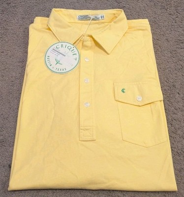 Criquet PLayers Oragnic Cotton Pocket Yellow Golf Polo Men's XL