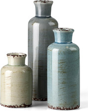- Ceramic Vase Set of 3, Small Flower Vases for Home Decoration, Modern Farmhous