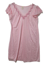 Sz M VTG Monique Nightgown Women Pink NYLON Coquette Feminine Victorian USA Made