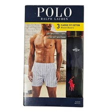 Polo Ralph Lauren Woven Boxers Men Large 3 Pairs Underwear Classic Fit Cotton