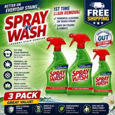 (3 pack) Spray 'n Wash Pre-Treatment Laundry Stain Remover Solution Spray, 22oz
