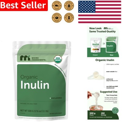 Organic Inulin Powder FOS 1.1lb Prebiotic Fiber Supplement Smoothies Drinks