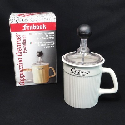 Frabosk Cappuccino Creamer Manual Frother Porcelain Mug Made in Italy w/ Box