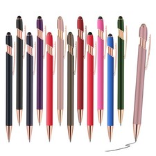 12 PCS 2 in 1 Stylus Ballpoint Pen with Tip, 1.0 mm Black 12 colors-2