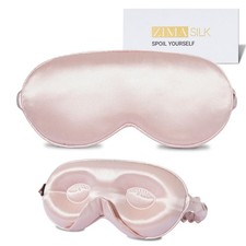 Adjustable 22 Momme 100 Mulberry Silk Sleep Mask, Upgraded 3D Contoured Cup ...