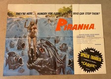 PIRANHA / CARRIE Vintage UK Quad Double Bill Horror Poster De Palma Dante