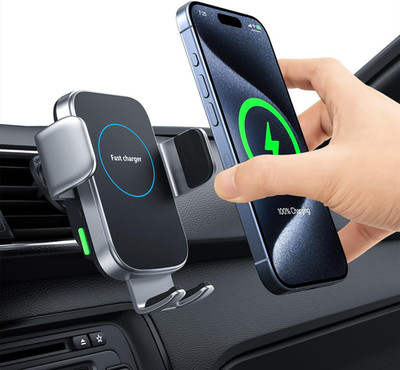 Wireless Car Charger, 15W Auto-Clamping Charger Mount, Air Vent Car Charging Hol