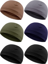 6 Pieces Men Skull Caps Cotton Beanies Sleep Hats Multifunctional Helmet Liner C