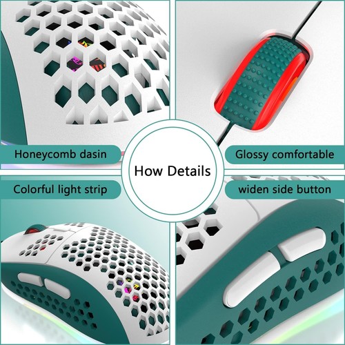 KUIYN M8 Ultralight Wired Honeycomb Gaming Mouse RGB Backlit Programmable for PC - Picture 45 of 47