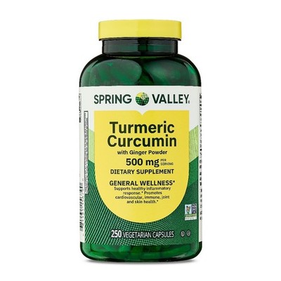 Turmeric Curcumin with Ginger Powder Dietary Supplement Vegetarian Capsules for