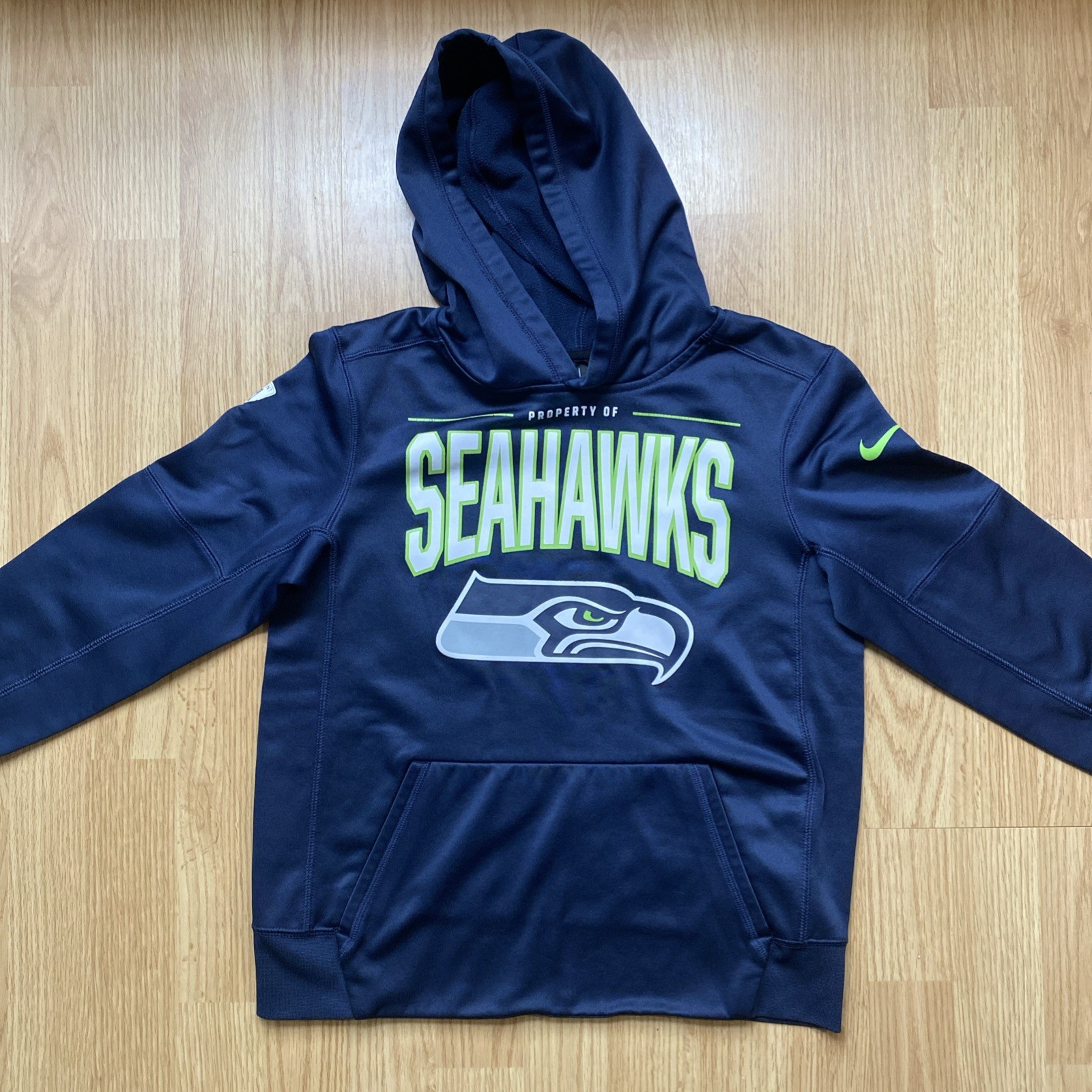 Nike Dri Fit Seattle Seahawks Hoodie Boys M Medium 10/12 Navy Blue Original Logo