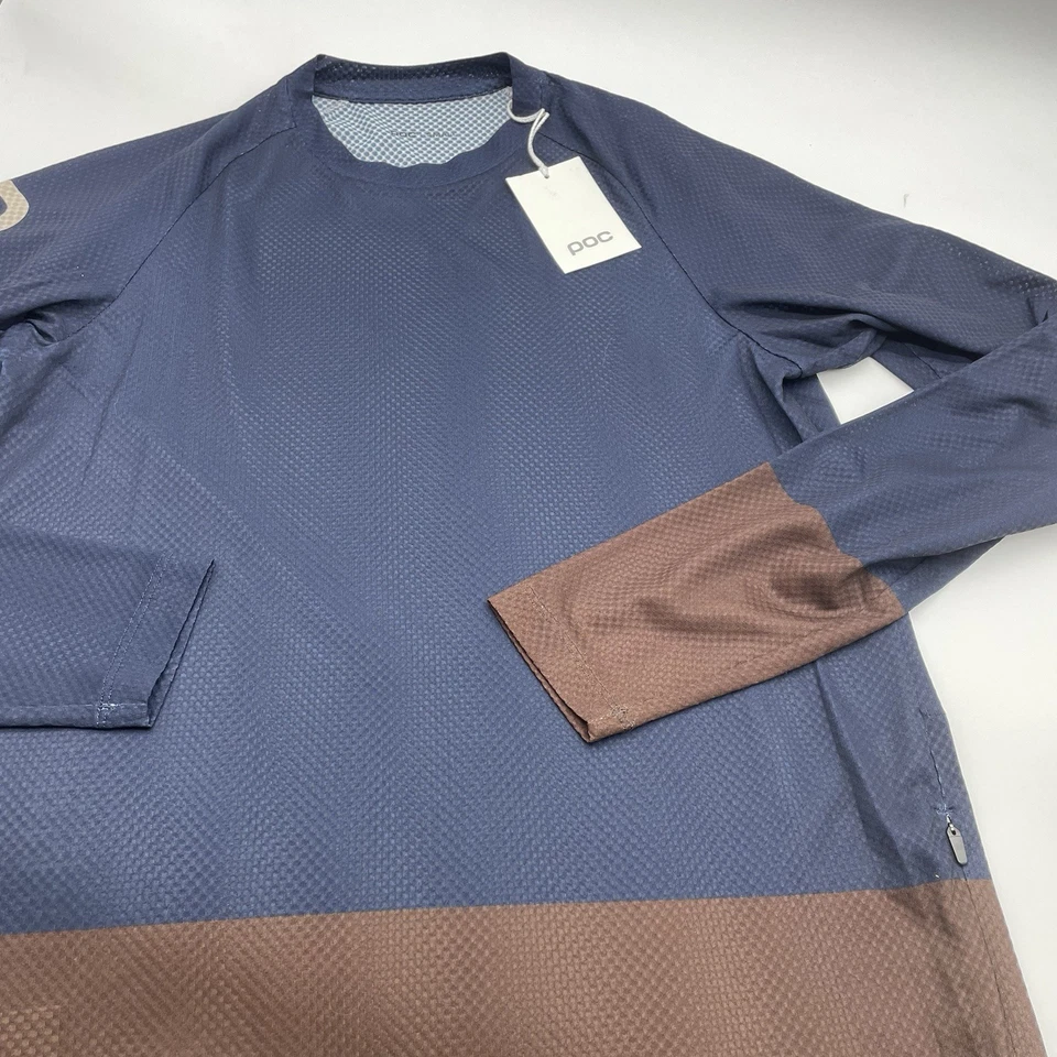 POC Men's MTB Small Pure Long Sleeve Jersey in a dark blue/aragonite brown - Image 2 of 4