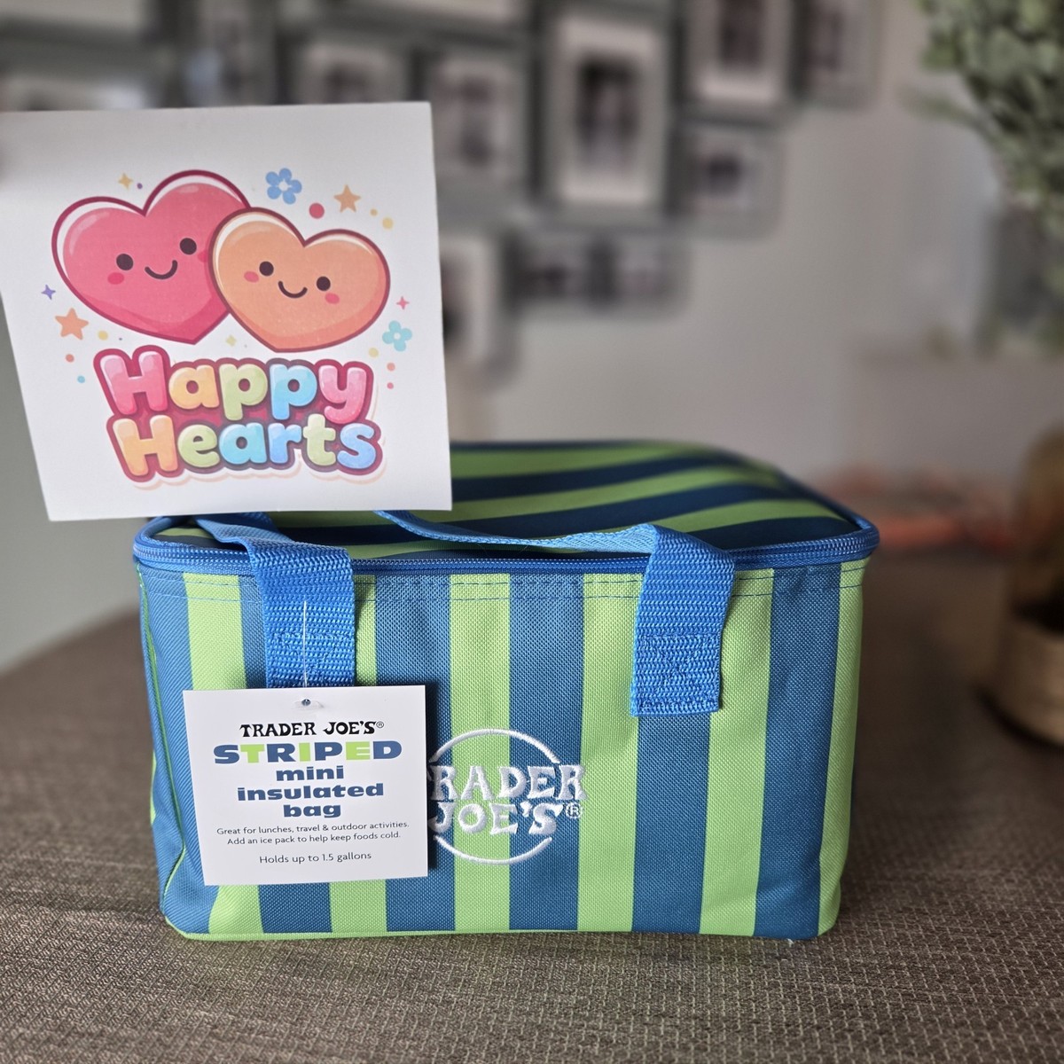 Trader Joe's 2026 Mini Insulated Tote Lunch Bag - STRIPED Green