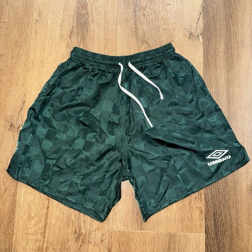 Vintage Umbro Soccer Shorts Checkered Nylon Wet Look Satin Shiny 90s Youth XL