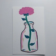 Sindy Fuhr Acrylic Painting Hand Made Floral Original Art Title Flpwer Jar B