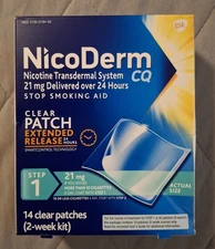 NicoDerm CQ Step 1 - Two Week Kit With 14 Patches - 21 mg - Exp 11/2027