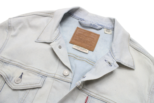 LEVI's Premium Jacket Men's MEDIUM Denim Trucker Faded Polo Collar - Picture 4 of 11