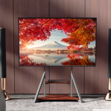 40-75" Universal TV Floor Mount Stand w/ Shelves Height Adjustable Holds Up 80kg