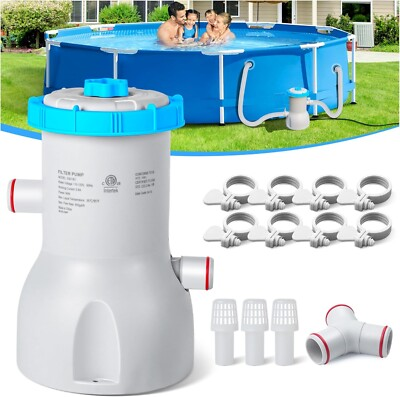 #ad 800 GPH Above Ground Pool Pump Energy Saving Cartridge Pool Filter Pump Du...
