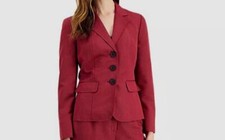 120 Le Suit Women's Red Three-Button Notch Collar Blazer Suit Jacket Size 18