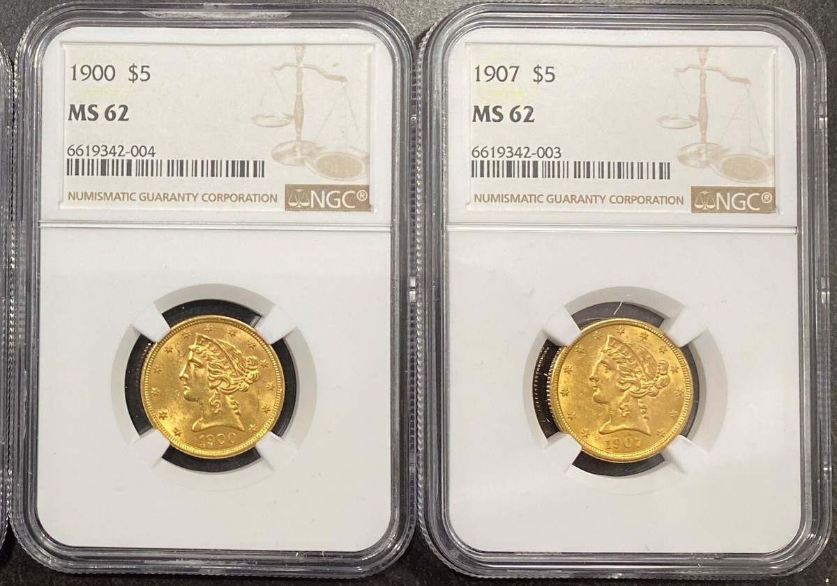 Lot of 4 NGC MS62 $5.00 Liberty Gold Coins | eBay