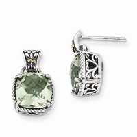 Sterling Silver 14k Yellow Gold Green Quartz Vintage Earrings (0.5in X 0.3in) on sale Sterling Silver 14k Yellow Gold Green Quartz Vintage Earrings (0.5in X 0.3in) on sale