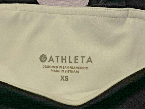 Women XS Athleta Asym Colorblock Elation Tight Pant Legging Black Tan Off Whi - Picture 3 of 6