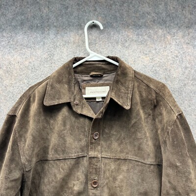 Pronto Uomo Jacket Mens Extra Large Adult Brown Suede Trench Coat