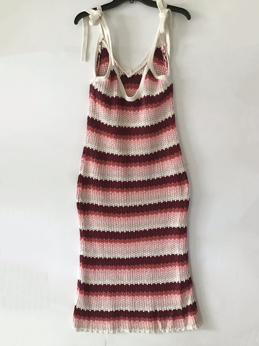 NEW ZARA MULTI COLOR CROCHET RED PINK IVORY MIDI MAXI DRESS MEDIUM | eBay